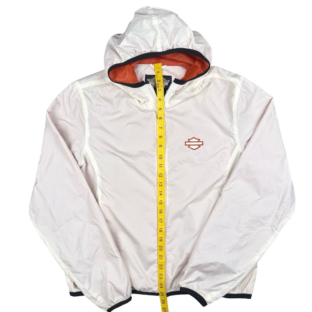 Harley Davidson Motorcycle Windbreaker Jacket Womens XL White Hooded - Picture 6 of 7